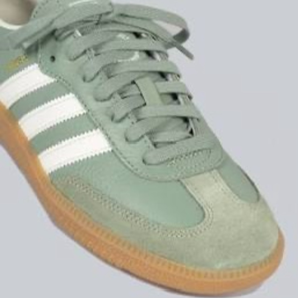 Adidas Men's Mint Green and White Sneakers